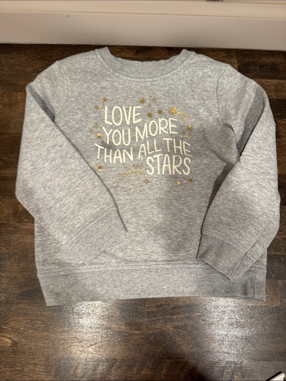 Cat & Jack Light Gray Sweatshirt with Gold Star Text